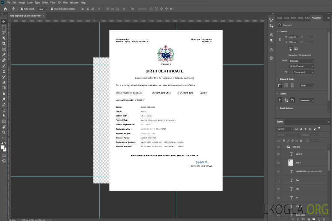 Modèle Word et PDF d'acte de naissance d'acte d'état civil des Samoa template Modèle Word et PDF d'acte de naissance d'acte d'état civil des Samoa template